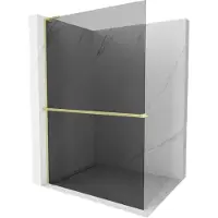 Mexen Kioto+ L Duschtrennwand mit Regal Walk-in 100 x 200 cm, graphit, gebürstetes Gold - 800-100-123-55-40