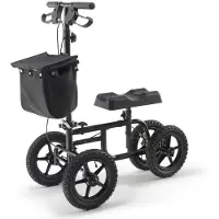 DUOKU Rollator mit kohlenstoffstahlrahmen, einziehbar, mit verstellbarem Lenkrad und Kniekissen, 12 Zoll All-Terrain-Räder, Doppelbremsen, Tragfähigkeit 350 Pfund