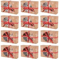 Melitt 12 StüCk Weihnachten PläTzchen Box Lebensmittel Echte Handwerk Kraftpapier Backen Box zum Verpacken Von Kuchen GebäCk auf Weihnachten Feiern Set