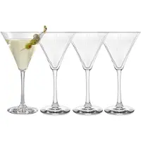 Libbey Paneled Martini-Gläser, 4er-Set, 265 ml, fein gerippte moderne Martini-Gläser, spülmaschinenfeste Martini-Cocktail-Gläser für Cocktailpart