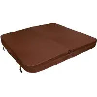 MonsterShop Whirlpoolabdeckung Spa-Deckel 210 x 210 cm Quadratisch Braun Hard Top Wetterfest PVC Leder Schaumstoff