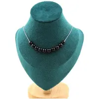 Bijoux Steine und Mineralien. Halskette mit 10 Perlen schwarzer Achat 8 mm. Edelstahlkette Halskette für Frauen, Männer. Anpassbare Größe.