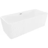 Mexen Nila freistehende, geriffelte Badewanne 170 x 75 cm, weiß, Überlauf Chrom - 52841708000-01
