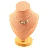 Bijoux Steine und Mineralien. Halskette mit 5 Perlen aus afrikanischem Falkenauge. Kette aus Edelstahl. Halskette für Frauen, Männer. Anpassbare Größe.