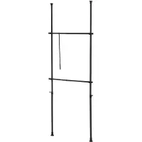 Helloshop26 Teleskopschrank Penderie Aufbewahrung 75 -115 cm lackierter Stahl schwarz 03_0008159