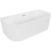 Mexen Sella freistehende, wandstehende Rillen-Badewanne 170 x 80 cm, weiß matt, Überlauf chrom - 52711708001-01