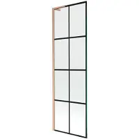 Mexen Next L, 1-flügelige Badewannenabtrennung 60 x 150 cm, schwarzes Muster, gebürstetes Kupfer - 895-060-000-03-77-65