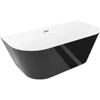 Mexen Oval Sim freistehende Wanneneckbadewanne 170 x 80 cm, weiß/schwarz, Überlauf Gun Metal - 52661708075-95