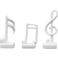 Jojomino 3-teiliges Musiknoten-Dekor, Geschenke, musikalische Figur, moderne Statue, Skulptur, Tischdekoration, Kunsthandwerk, Heimkunst, Weiß