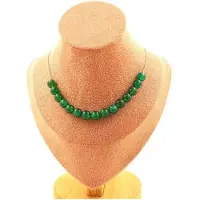 Bijoux Edelsteine und Mineralien. Halskette mit 15 grünen Achatperlen 8 mm. Kette aus rostfreiem Stahl Halskette für Frauen, Männer. Anpassbare Größe.