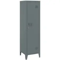 Helloshop26 Aufbewahrungsschrank - - Metallisch - Abschließbar - 2 Regale - 137x38x38 cm