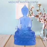 MaxPower Tibetische Medizin-Buddha-Statue, durchscheinende Harz-Buddha-Skulptur, Meditationsdekoration, spirituelle Dekoration,