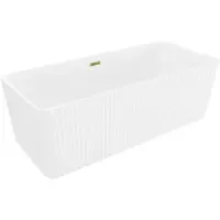 Mexen Nila freistehende geriffelte Badewanne 170 x 75 cm, weiß, Überlauf gold - 52841708000-50