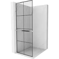 Mexen Kioto+ L Duschwand mit Regal Walk-in 80 x 200 cm, schwarzes Muster, Chrom - 800-080-123-01-77