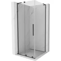Mexen Velar L Duschkabine Schiebetür 90 x 90 cm, transparent, gebürstetes Gun Gray - 871-090-090-03-66