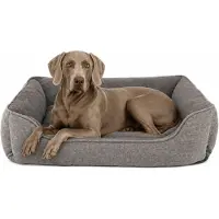 Lionto Hundesofa, modernes Hundebett mit rutschfester Unterseite, abnehmbarem Bezug & Plüsch-Innenmaterial, 110x80 cm, grau