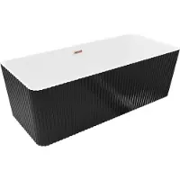 Mexen Nila freistehende gerillte Badewanne 170 x 75 cm, weiß/schwarz, Überlauf Roségold - 52841708075-60