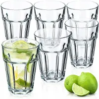 Kadax 6x Gläser 370ml für Saftgetränke Glasset hoch dickes Glas