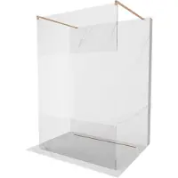 Mexen Kioto freistehende Duschwand 130 x 200 cm, transparent/rau 8 mm, gebürstetes Messing - 800-130-002-65-35