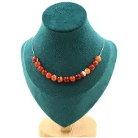 Bijoux Steine und Mineralien. Halskette mit 15 Perlen aus gebändertem Achat 8 mm. Kette aus Edelstahl, Halskette für Frauen, Männer. Größe anpassbar.