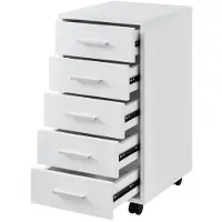 Helloshop26 Mobile Rollcontainer mit 5 Schubladen aus MDF 63 cm weiß 03_0001245