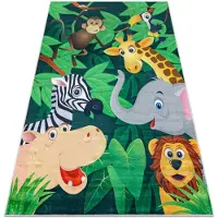 Rugsx BAMBINO 2705 Waschteppich Tiere, Afrika für Kinder Anti-Rutsch - grün / braun 160x220 cm