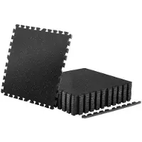 DUOKU Fitness-Puzzle-Bodenmatte--12 Teile-61x61x1,4 cm-Hochdichte EVA-Schaumplatten-Schwarz mit Grauen Mustern