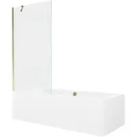 Mexen Cube rechteckige Badewanne 180 x 80 cm mit Verkleidung und 1-flügliger Duschabtrennung 90 cm, transparent, gold - 55051808