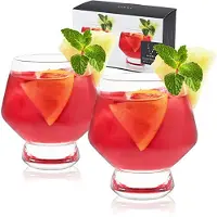 Viski Raye Kristall-Punschbecher mit Fu , 2er-Set Hochwertiges kristallklares Glas, ohne Stiel, schwerer Boden, Punsch-Cocktailglas, Geschenkse