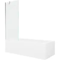 Mexen Vega rechteckige Badewanne 170 x 70 cm mit Verkleidung und 1-flügliger Duschabtrennung 70 cm, transparent, chrom - 5501170