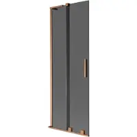Mexen Velar L Badewannenfaltwand 2-flügelig verschiebbar 70 x 150 cm, grafit, gebürstetes Kupfer - 896-070-003-41-65