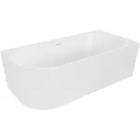 Mexen Gia freistehende, rechte, gerillte Eckbadewanne 150 x 75 cm, weiß matt, weißer Überlauf - 52701507501P-20