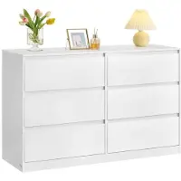 Helloshop26 Kommode - - 6 Schubladen - Weiß - 40 x 119,4 x 75 cm - Aufbew Möbel