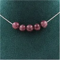 Bijoux Edelsteine und Mineralien. Collier mit 5 Lepidolit-Perlen 8 mm. Kette aus Edelstahl Collier für Frauen und Männer. Anpassbare Größe.