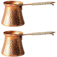 Exogio 2X Cafetière Turque Moka 3 Personen 200 ML Cuivre Fait Hauptaccessoire Cadeau Décoratif De Haute Qualité