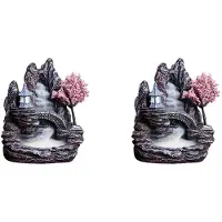 Torribaly 2X High Mountain Flowing Waterfall Backflow Weihrauchbrenner Home Fragrance Diffuser Weihrauchbrenner Dekoration,E