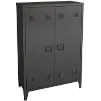 Helloshop26 Büromöbel - Metall - 2-türiger Schrank - 110 x 75 cm - Zeitgenössisches Design - Matt Schwarz