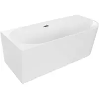 Mexen Mia freistehende Eckbadewanne links 140 x 75 cm, weiß, Überlauf gun gray gebürstet - 52691407500L-66
