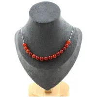 Bijoux Steine und Mineralien. Halskette mit 15 Perlen rotem Achat 8 mm. Kette aus Edelstahl Halskette für Frauen, Männer. Anpassbare Größe.