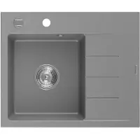 Mexen Ben Granitspüle 1-Becken mit linker Abtropffläche 600 x 500 mm, grau, Siphon chrom - 6522605000-71