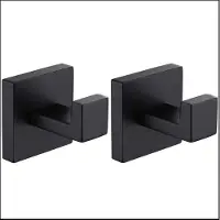 MaxPower 2 Stück schwarze Handtuchhaken aus Edelstahl für Badezimmer, rostfrei, für Kleidung, Handtuch, Garderobe, quadratisch,