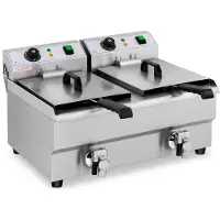 Helloshop26 Professionelle elektrische Fritteuse Restaurant 2 x 10 Liter mit Ablassventilen 14_0001786