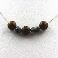 Bijoux Halskette - ABIJOUX - Holzperlen 8 mm - Lapislazuli Pakistan - Edelstahl - Unisex