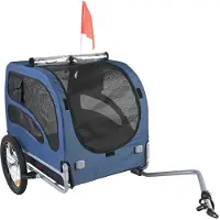 OEM Hunde-Fahrradkarre, 100 lbs Tragfähigkeit, Fahrradkarre für Haustiere mit falterfähigem Rahmen, schnellemachbarer Gegenachse, universeller Kuppel, Sicherheitsreflektoren, blau/schwarz