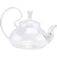 Typecat 650 ml hitzebeständige Teekanne aus Glas mit hohem Griff und Blumenmuster, blühende Teekanne mit Sieb