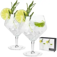 Viski Raye Gin- und Tonic-Glser mit abgewinkeltem Stiel, 2er-Set hochwertige kristallklare Cocktail-Gin-Glser fr Gin-Liebhaber, Geschenkset