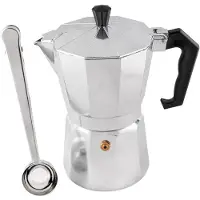 Jojomino Mokkakanne, 300 ml, Espressokocher für den Herd, 6 Tassen, mit gratis Kaffeelöffel aus Edelstahl, Aluminium, Silber