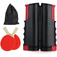 MaxPower (Schwarz) 1,7 m ausziehbares Tischtennisnetz-Set für jeden Tisch, 2 Tischtennisschläger, Heim-Indoor-Training,