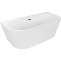 Mexen Oval+ freistehende Wannenwand 170 x 80 cm, weiß, Überlauf gun gray gebürstet - 52681708000-66