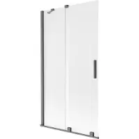 Mexen Velar 2-flügelige verschiebbare Badewannenabtrennung 100 x 150 cm, Frost, gebürstetes Gun Gray - 896-100-000-31-66